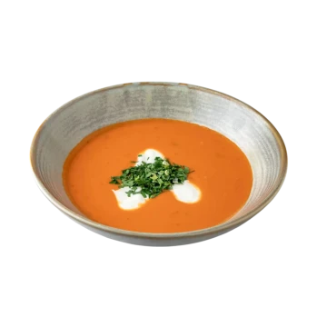 Tuscan tomato-white bean soup with baked pepper