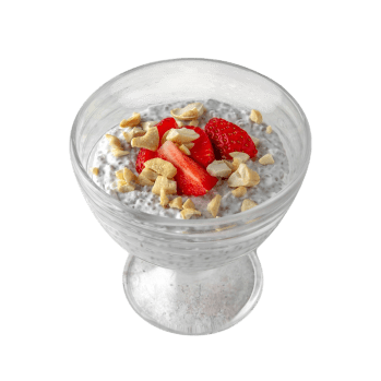 Oatmeal porridge with fruits and nuts with coconut milk