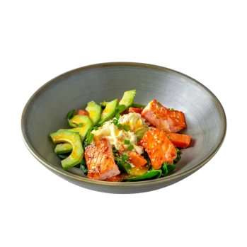 Baked salmon, avocado, sweet potato