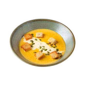 Pumpkin cream soup with pumpkin and Stracciatella